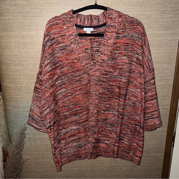 PURE J. JILL Campari SPACE DYED V-NECK PULLOVER Relaxed Sweater MP - Picture 9 of 9